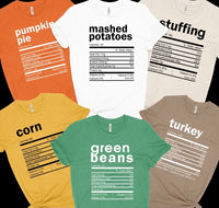 Family Thanksgiving Nutrition facts Tee's